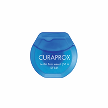 قم بتحميل الصورة إلى عارض الصور، Curaprox waxed dental floss mint 50m for smooth cleaning between teeth and gum health